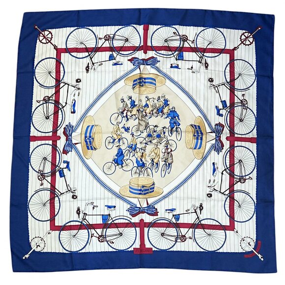 HERMÈS Scarf Les Bécanes 100% Silk 90 - Picture 2 of 12